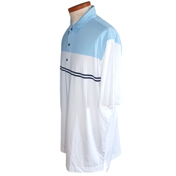 Footjoy Golf Polo Shirt Mens 2XL Heather Sky White Navy Colorblock Lisle 26070 - Picture 10 of 16